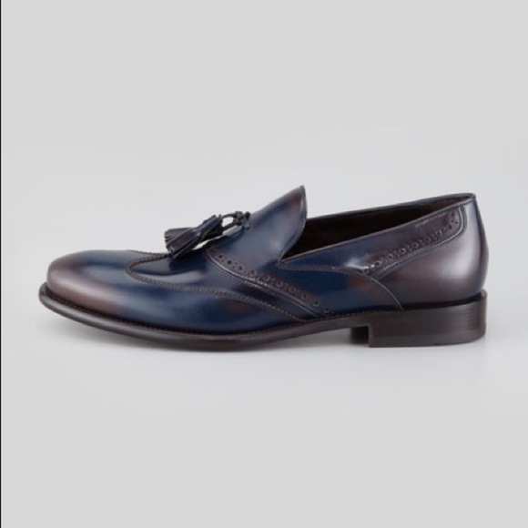 ❤️ Ferragamo Siriano Wing Tip Tassel Loafer Blue 9 main image 7